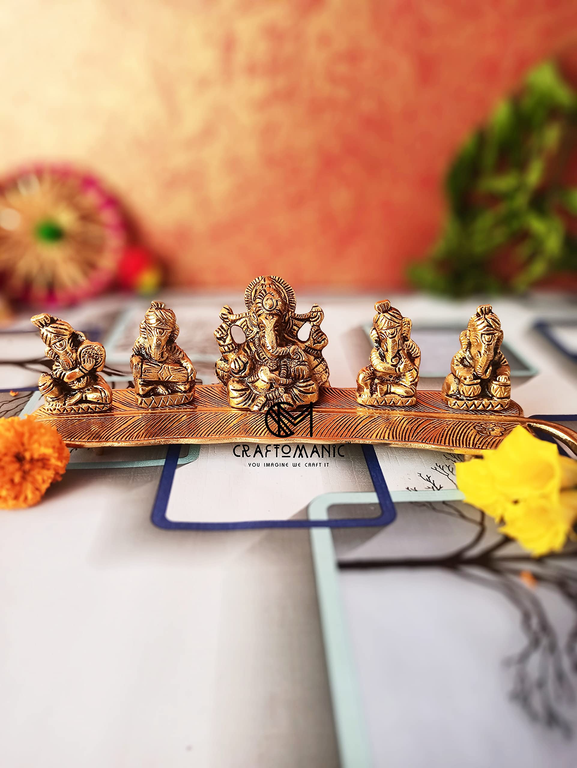 Buy Craftomanic® Metal Musical Ganesha Set of 5 Playing Instrument On