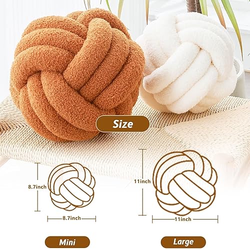 Miniatura 2 de LUSJNGE Bola de almohada decorativa con nudo para el hogar, silla, sofá, cama, cojín estético redondo de terciopelo anudado (8.7 pulgadas)