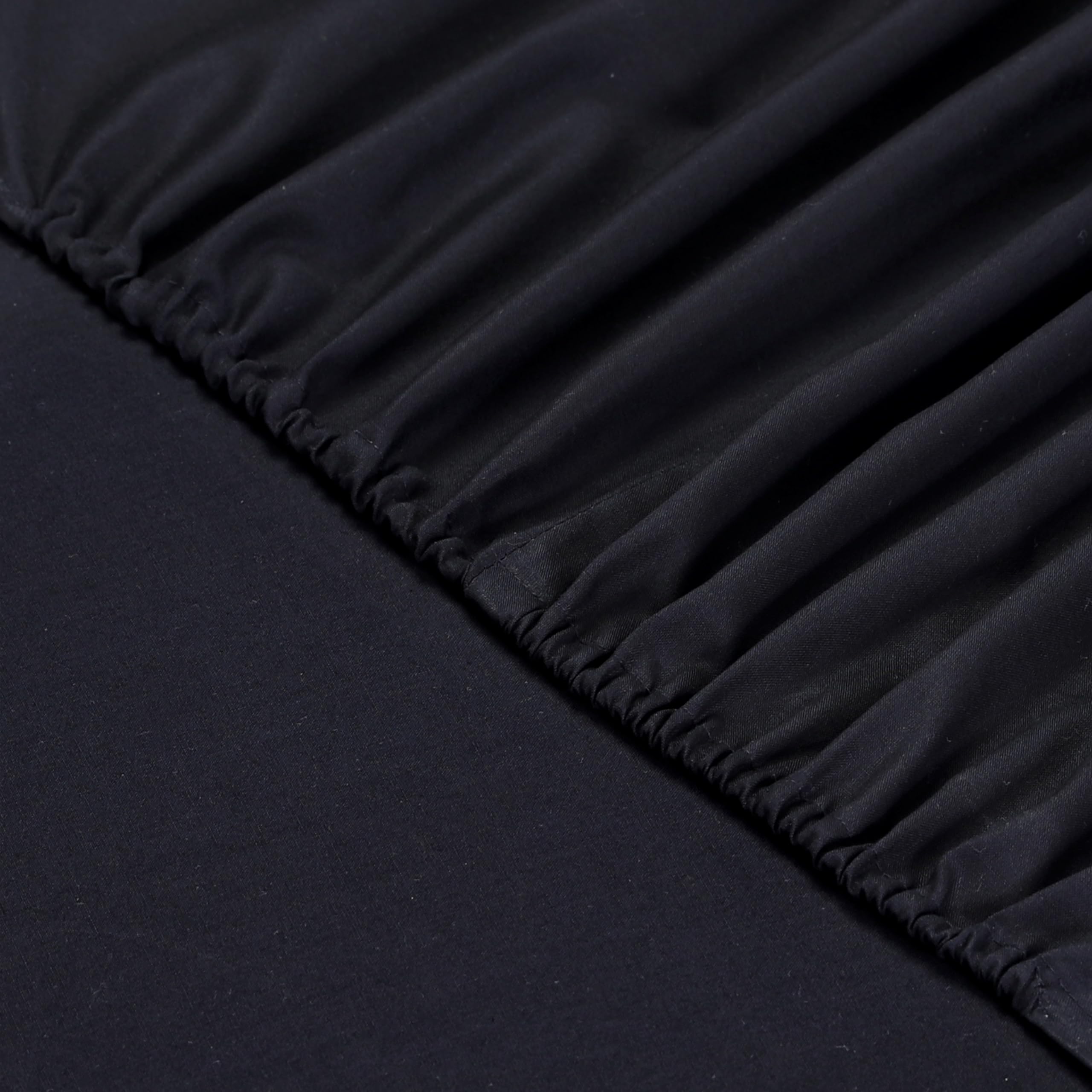 VISION Lenzuolo con angoli matrimoniale, 2 persone, 180 x 200cm con altezza da 30cm, Nero, 100% Cotone