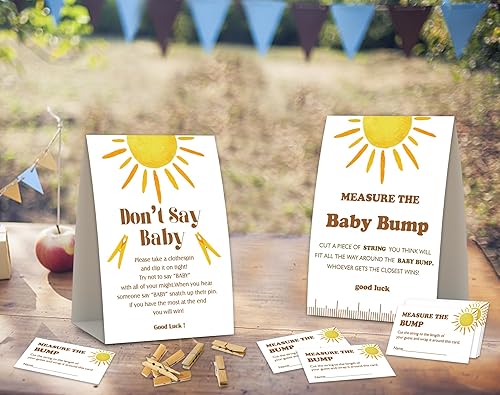 Miniatura 3 de 2 Here Comes The Sun Baby Shower Games, Don't Say Baby Clothespin Games, mide la protuberancia, decoraciones de baby shower, juego de baby shower,