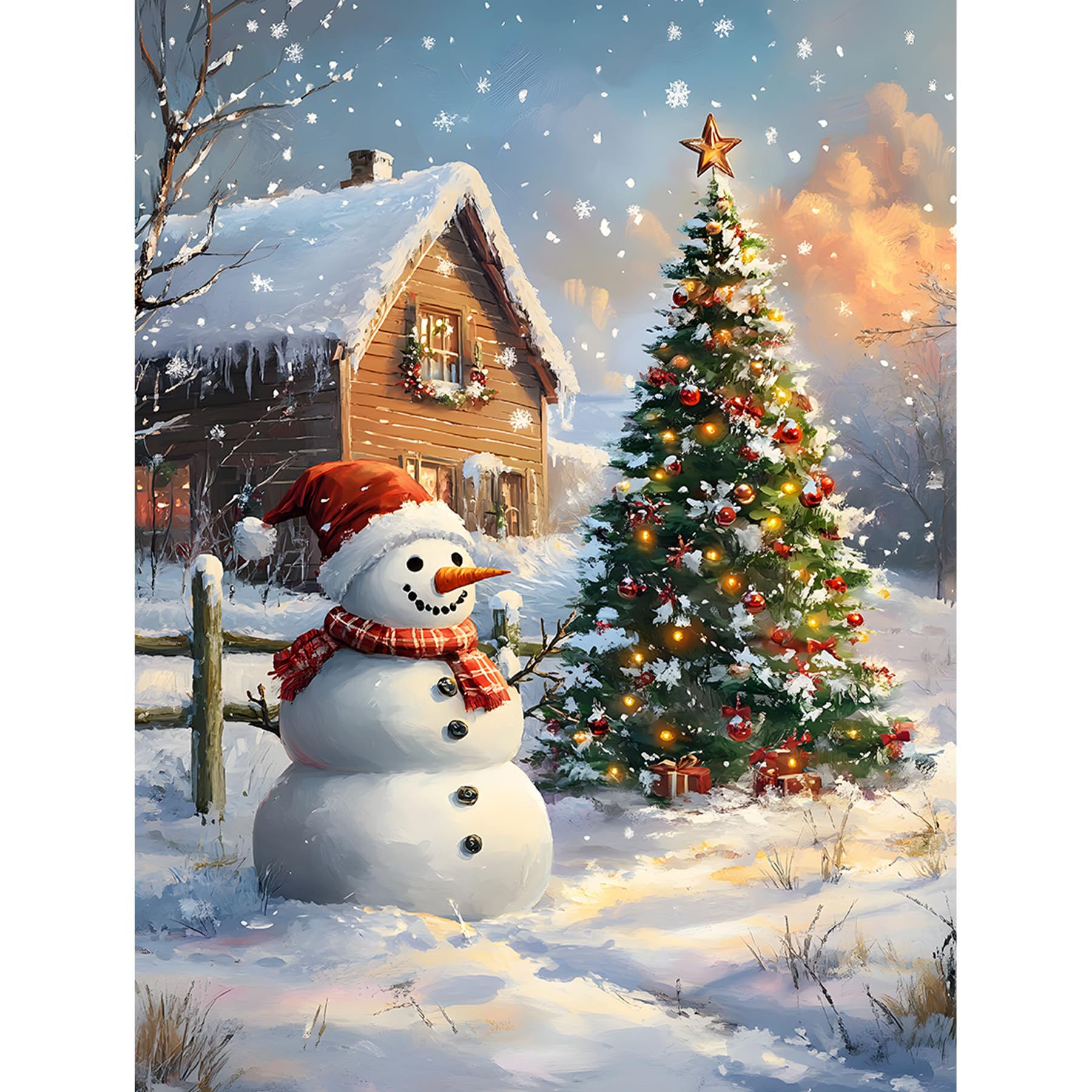 Bowetile DIY Christmas Diamond Painting, Cute Snowman Diamond Art Painting Kits for Adults, Winter House Full Drill Painting Rhinestone Embroidery Pictures for Beginner Home Wall Decor 30x40 cm โ image 1