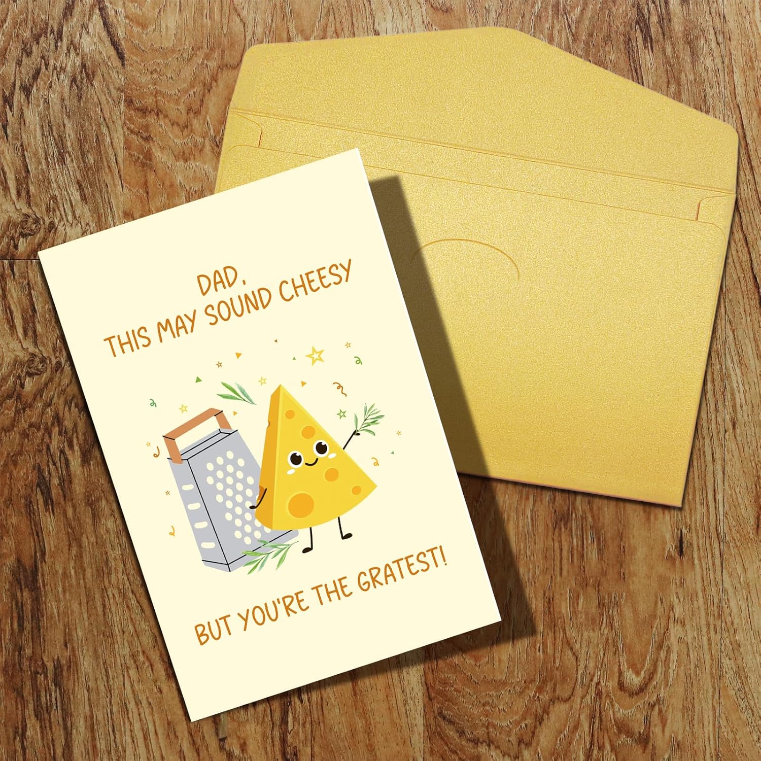 Qiliji Lovely Cheese Dad Birthday Card from Kids, Funny Grate Birthday Card for Dads, Dad Pun Father's Day Cards Gifts from Son Daughter, Sound Cheesy But You're the Greatest - Image 8