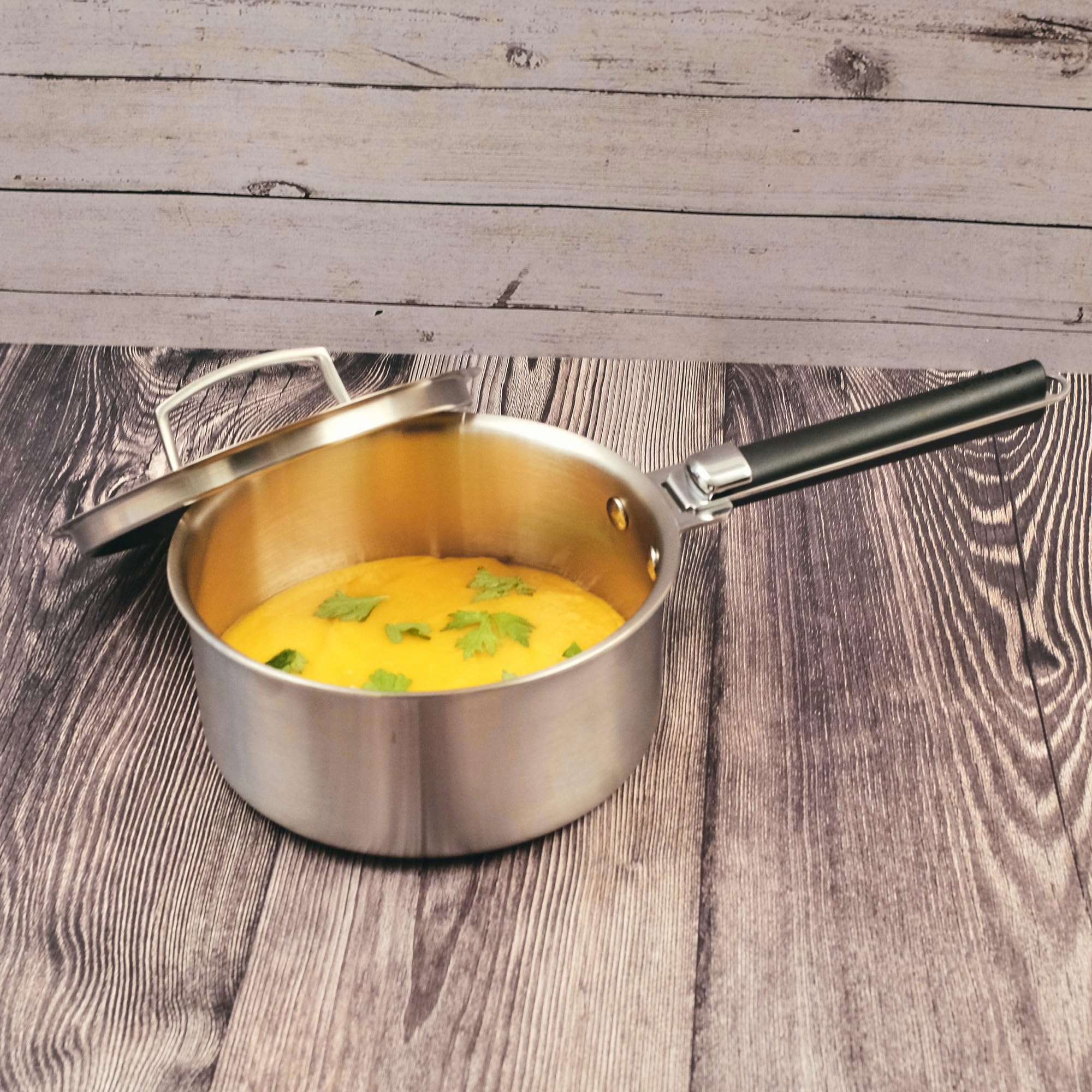 Kamberg - Coffret 2 casseroles 18/20 cm - 2 manches amovibles - Acier inoxydable 18/10 Triply - Tous feux dont induction et four, Gris