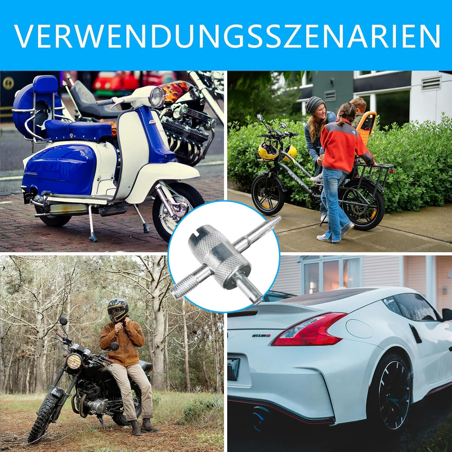 Ventiel 4-weg Auto Fietsbandventiel Reparatie Verwijderaar Gereedschap Bandaccessoire 4 Ventielkern
