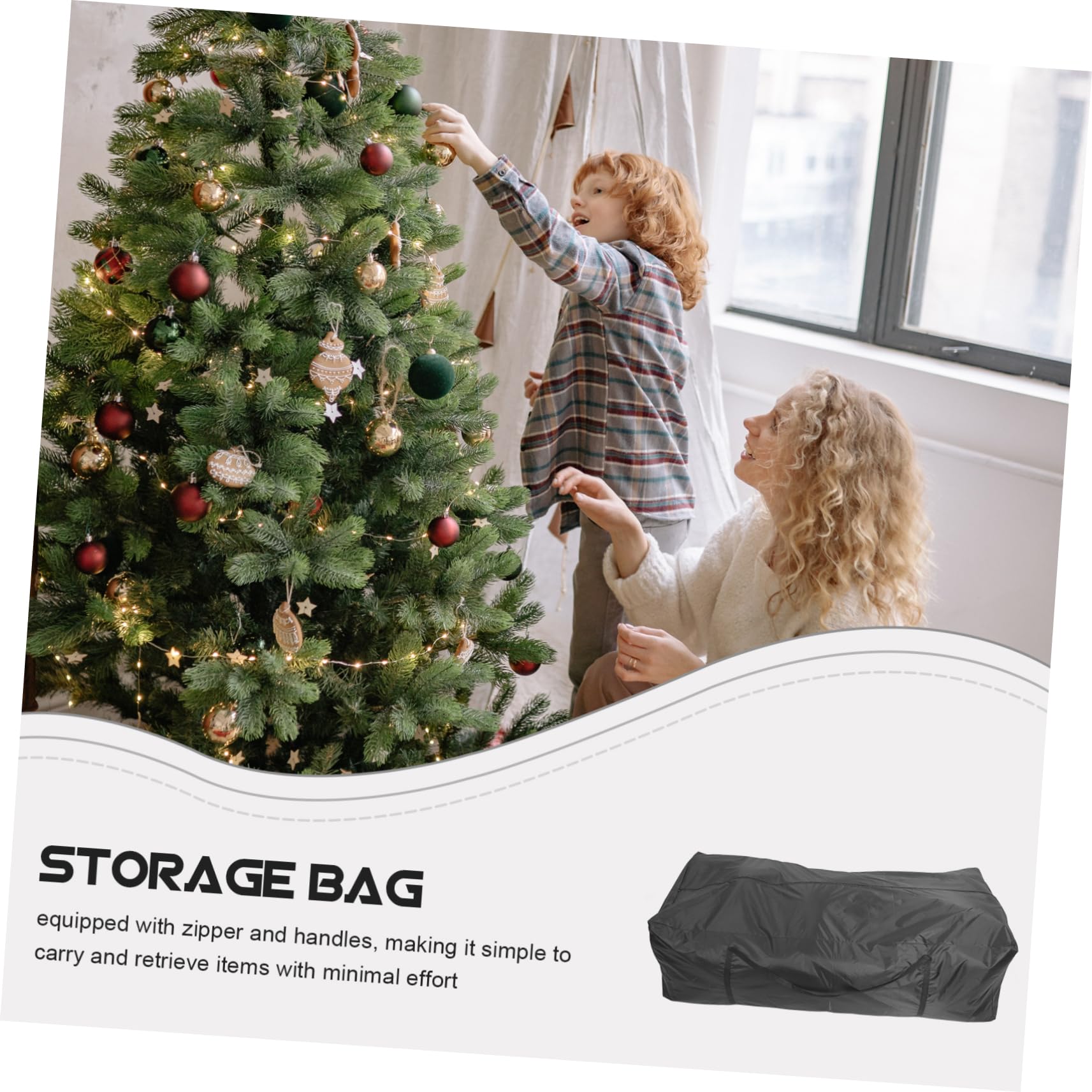 Bolsa para Árbol de Navidad Grande Plegable Oxford con y Asas Resistentes Contenedor Extra Grande para Almacenamiento y Transporte Fácil