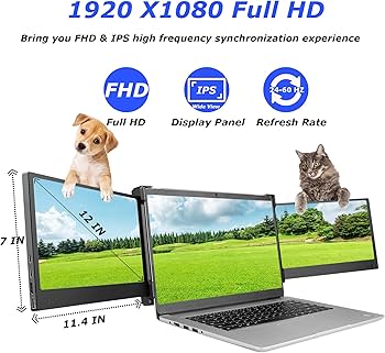 OFIYAA 2画面　ポータブルモニター Amazon.com: OFIYAA P2 Portable Monitor Laptop Screen Extender 12