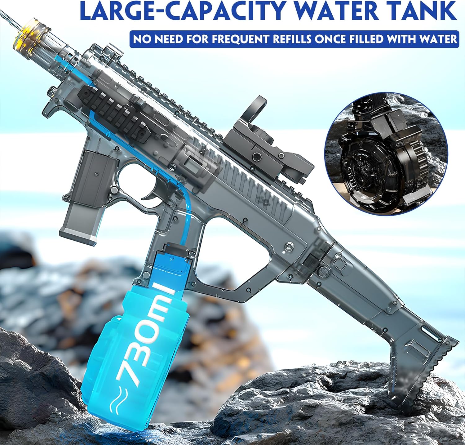 Electric Water Gun for Kids Adults,2026 New Water Blaster Squirt Guns with Light,800ml Large Capacity Range up to 32ft,Summer Outdoor Beach Swimming Pool Party Toys Gifts for Boys Girls Ages 8-14