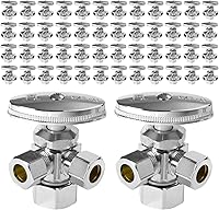 Vista 25 de EFIELD Válvula de parada de ángulo de giro múltiple con salida de compresión doble, 1/2 "NOM (5/8" OD) x (3/8 pulgadas x 3/8 pulgadas) cromo