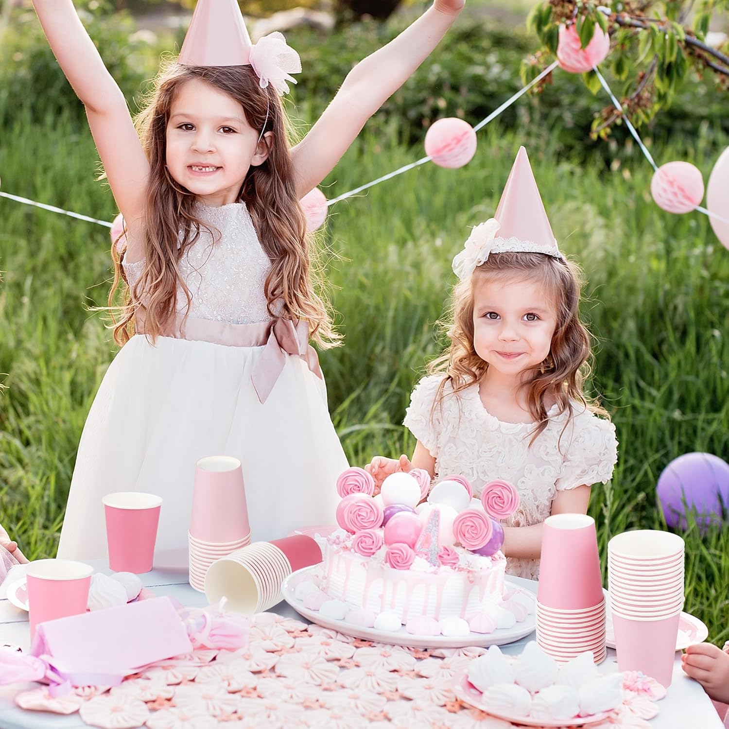 URATOT 60 Pieces 9 Ounce Disposable Paper Cups Gradient Pink Party Cups Drinking Cups for Party, DIY, and Holiday, 4 Colors - Image 7