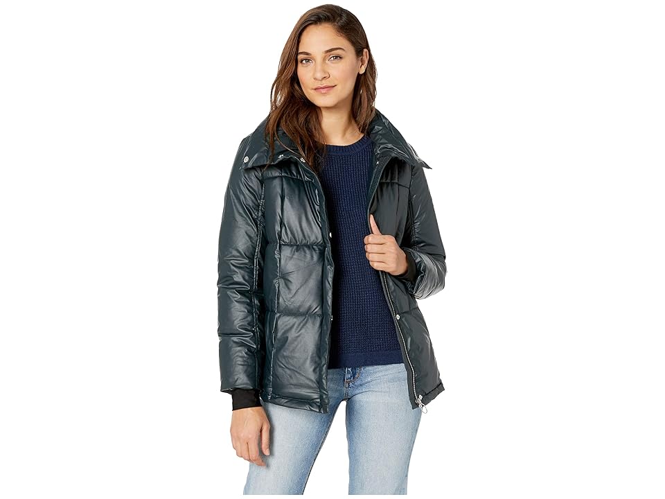 

Steve Madden Waist Length Puffer PU (Teal) Women's Coat