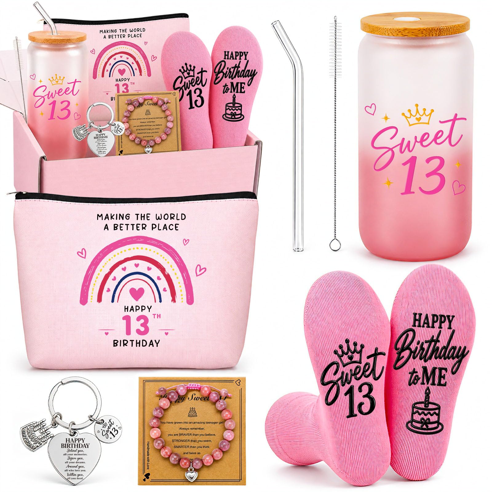 TUZELIYA 13th Birthday Gifts Girls,Happy 13th Birthday Gift Set for Girls