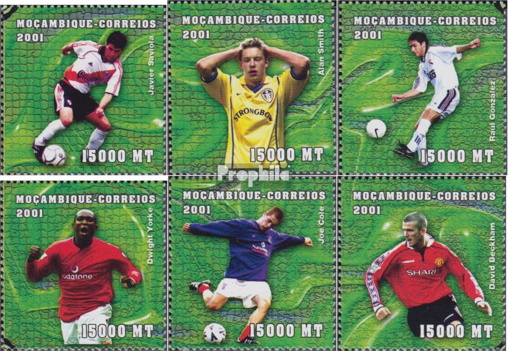 PROPHILA Briefmarken Kleinbogen Mosambik 2001 (WM 2002) – Postfrisch MNH, Katalog Nr. 1865-1870