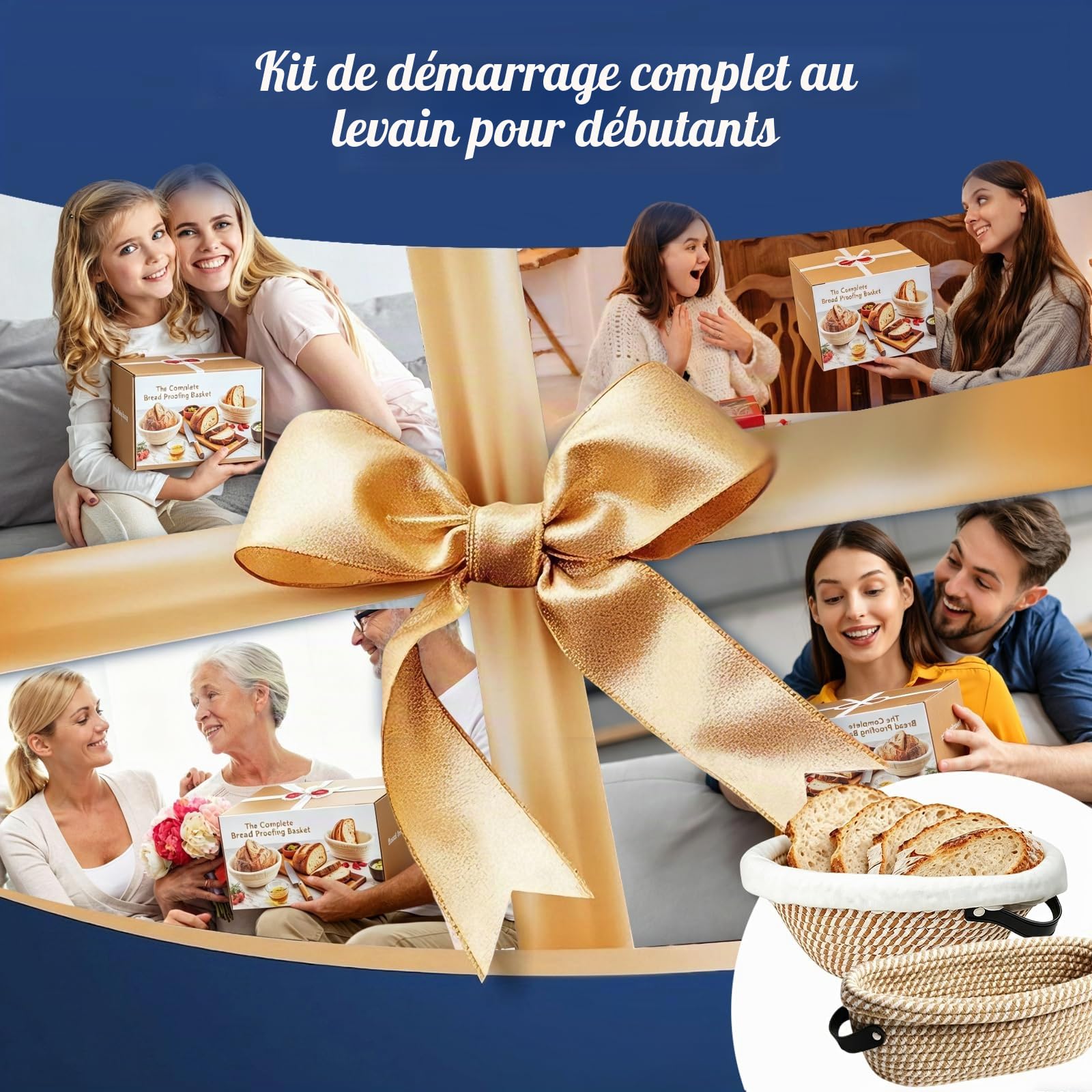 21 Pièces Kit Pain au Levain avec 25cm Ovale et 23cm Rond Corde en Coton Pliable Banneton, Kit Pain avec 650ml Bocal Levain,Sourdough Starter Kit pour Pâtissiers Débutants et Expérimentés