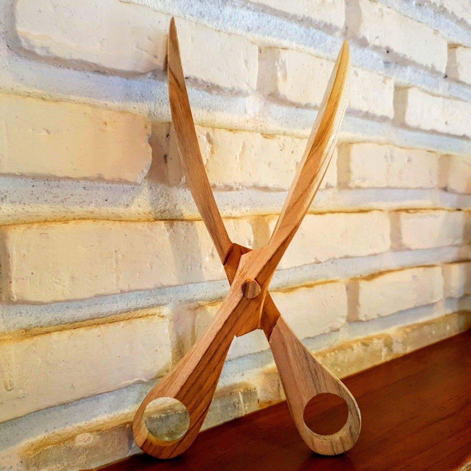 Wooden Salad Tongs Scissor Spoons Fork Wood Serving Handmade Kitchen Tools