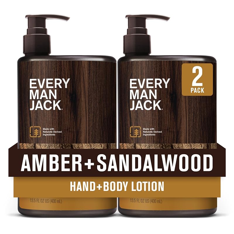 Loção para Mãos e Corpo Every Man Jack Amber Sandalwood, Pacote com 2
