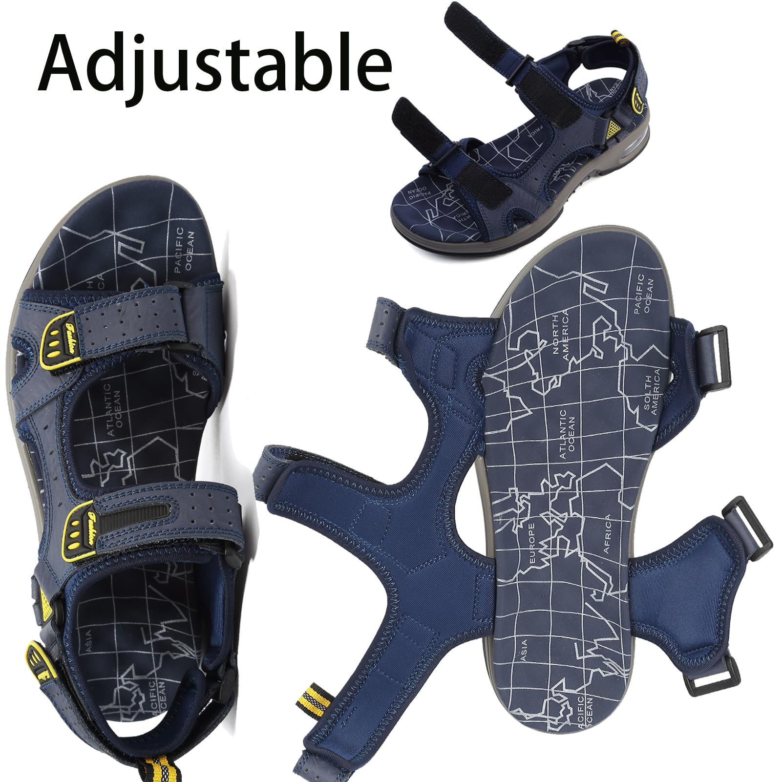 Lvptsh Sandali Sportivi Uomo Cuoio Estivi Trekking Sandali da Mare All'aperto Spiaggia Pescatore Antiscivolo