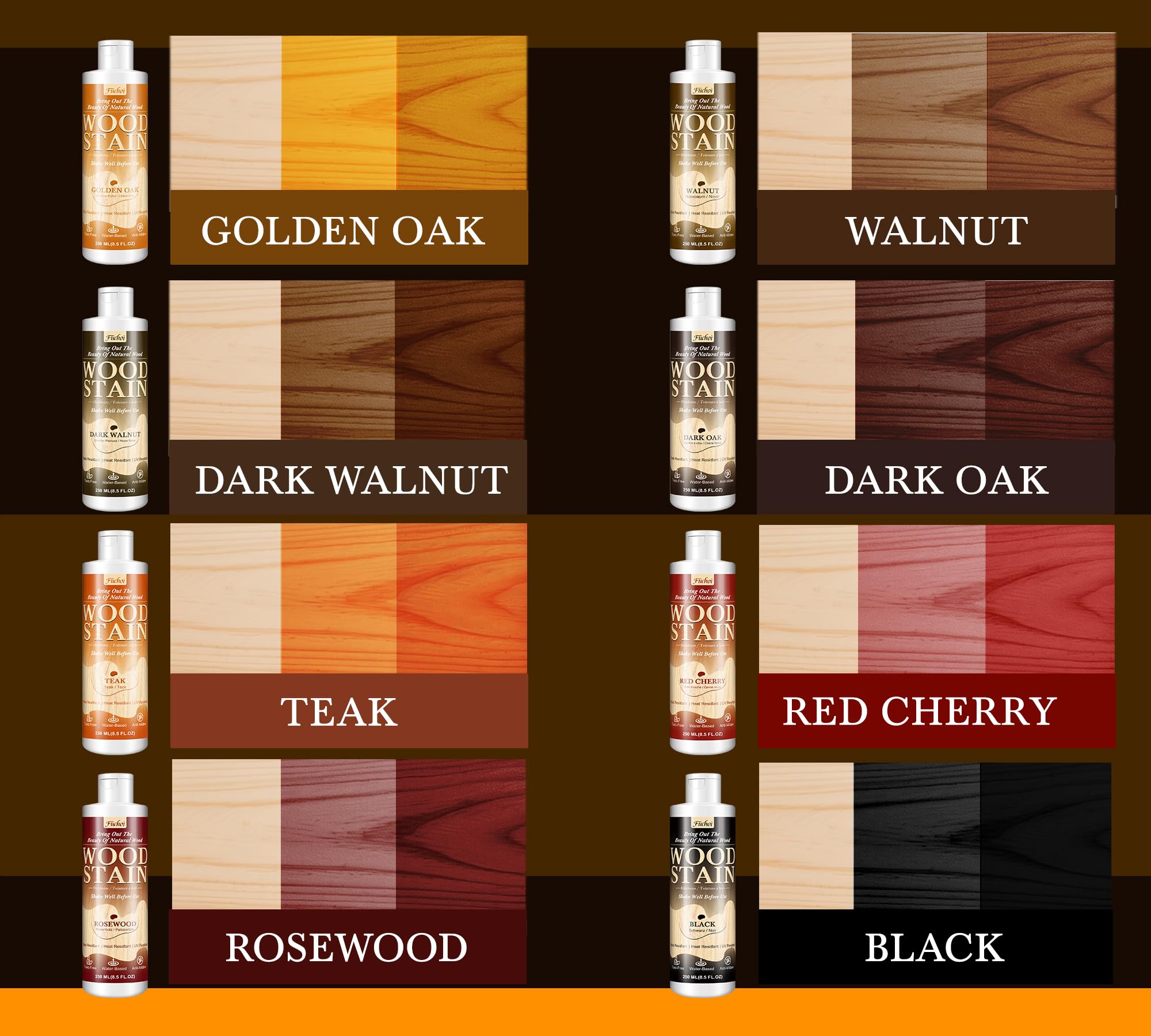 Tinte a base - Palisandro | 250 ml Barniz base agua para muebles de madera interior y exterior, puertas, ventanas, armarios, no tóxico, resistente a tintes - 5