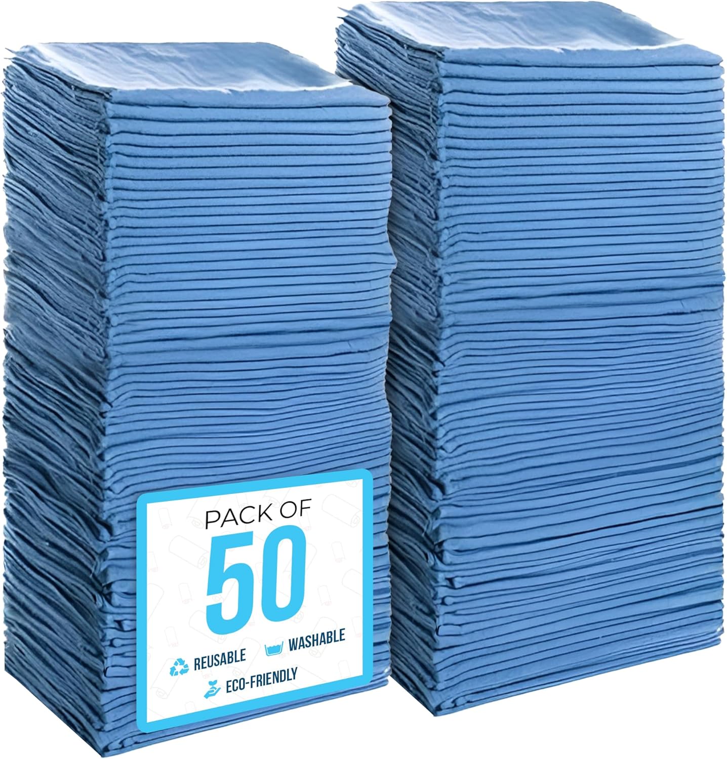 Simpli-Magic Premium Shop Towels 14”x12”, Commercial Grade Blue, 50 Pack