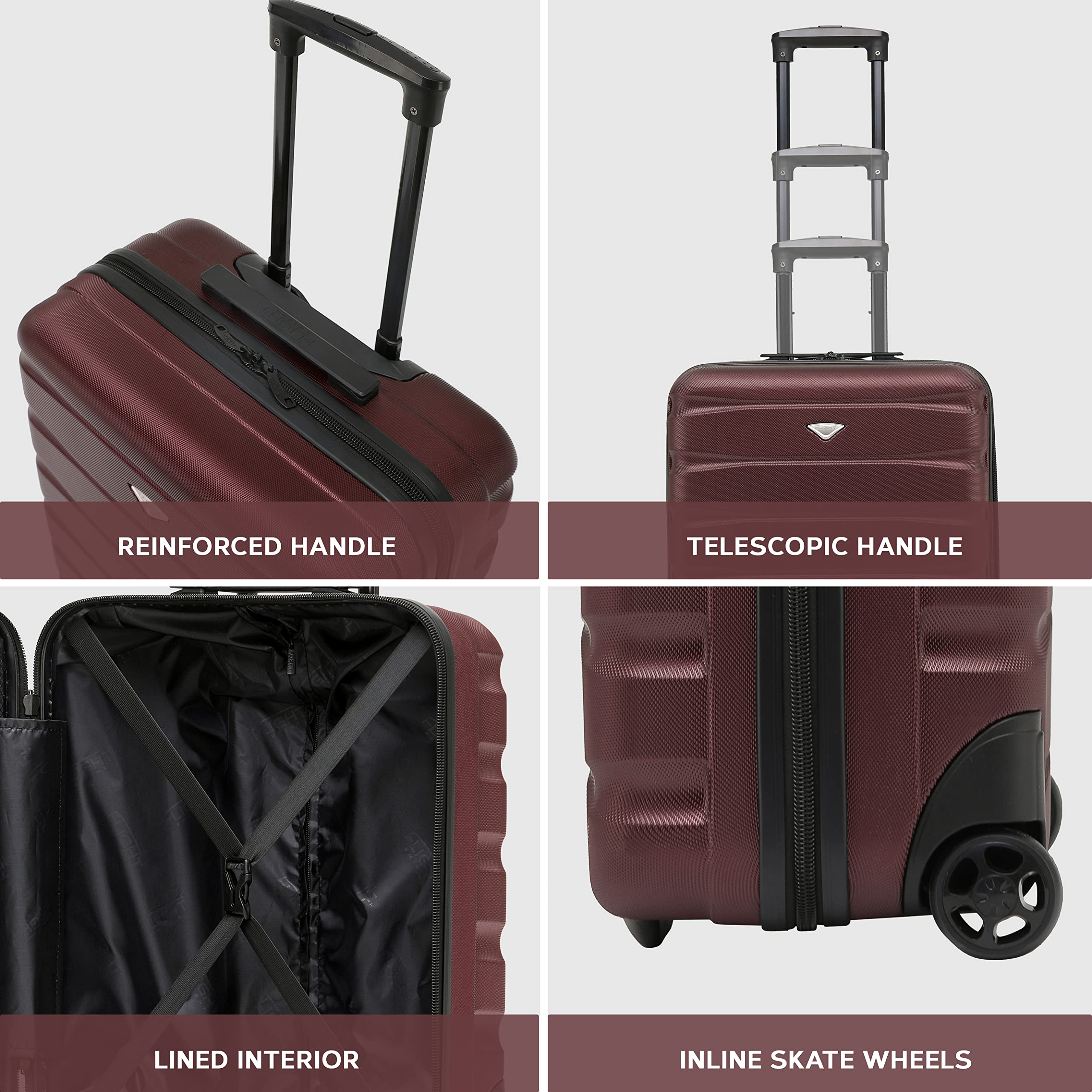 Flight Knight Set of 2 Lightweight 2 Wheel ABS Hard Case Suitcases Cabin Carry On Hand Luggage Approved for Airlines Including British Airways & Maximum Size for easyJet Large Cabin Bag 56x45x25cm