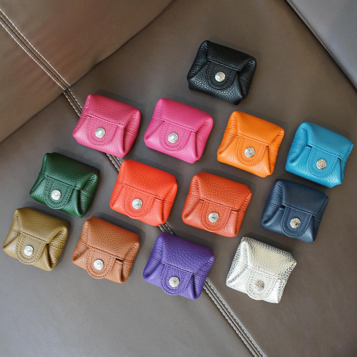 Cockatoo Genuine Leather Coin Pouch Change Holder, Mini Snap Pocket Wallet for Men Women (Macaron Pink, Small) - Image 6