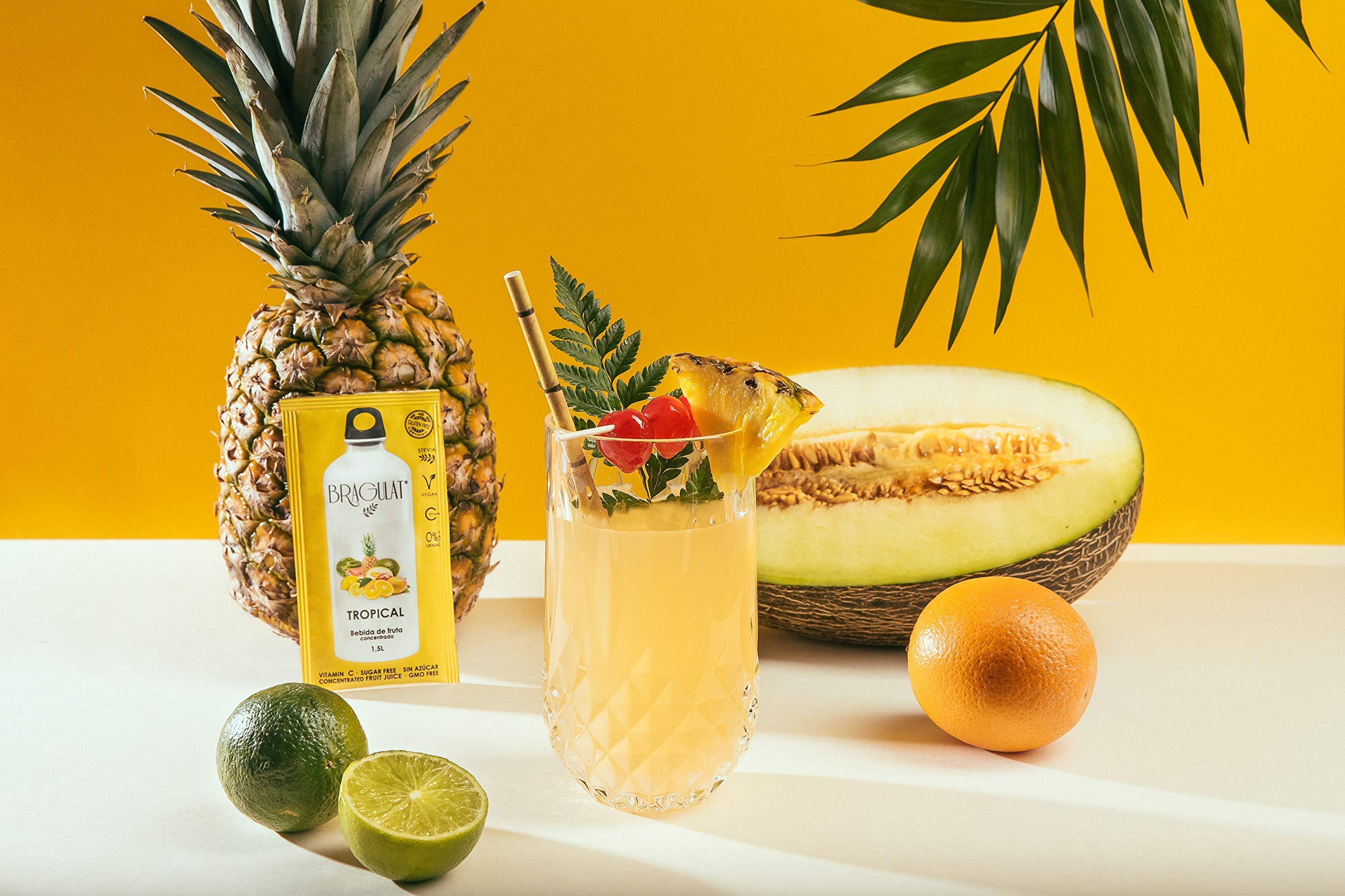 BRAGULAT/Saborizantes de agua Sin Azucar, con fruta deshidratada, Vitamina C y B12, colorantes y sabores naturales | 15 Sobres Multivitaminicos.