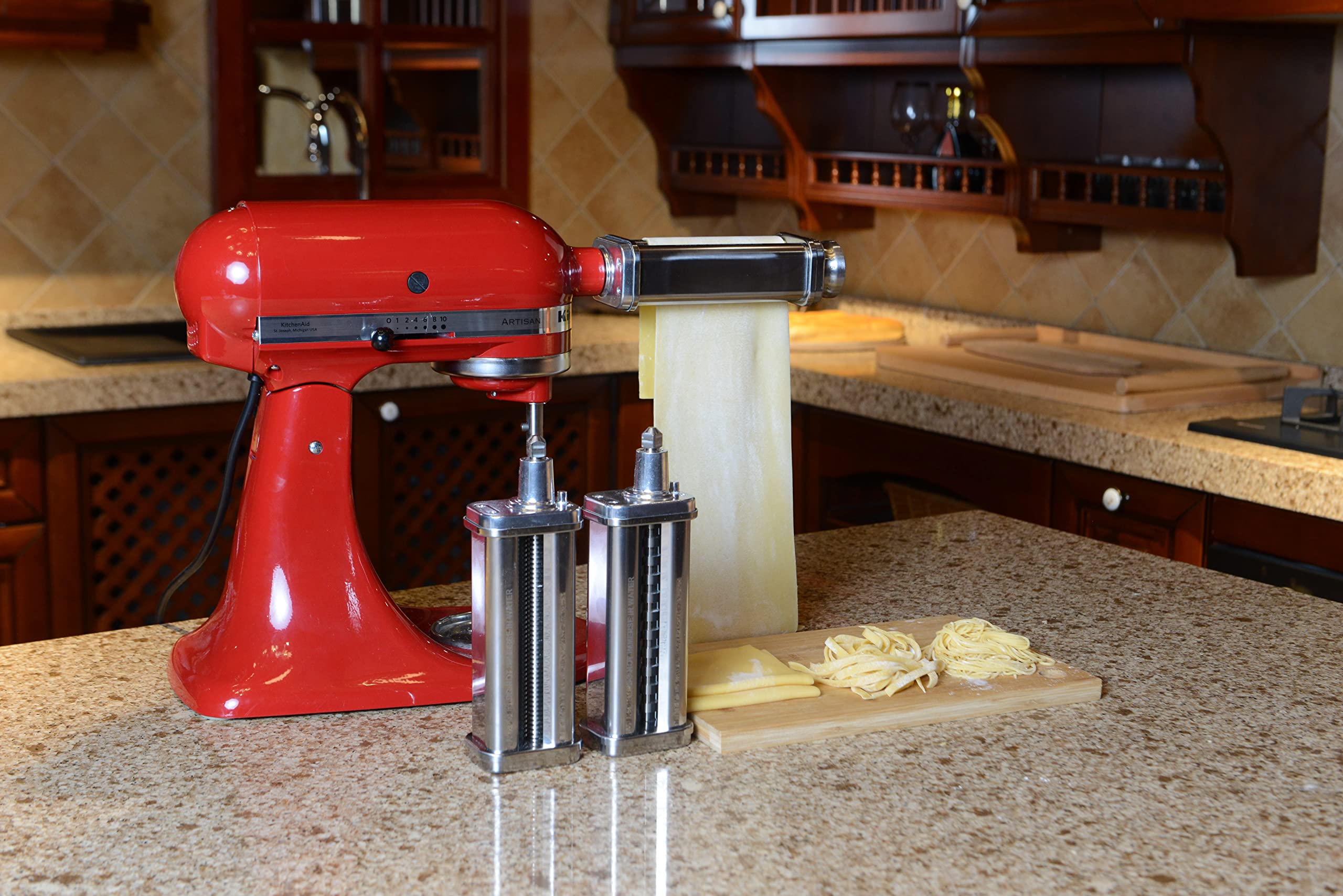 Accesorio para Pasta para KitchenAid Robot de Cocina, Accesorios de la máquina 3 en 1 de para Kitchenaid Pasta, COFUN Rodillo para Hojas de Pasta Cortador de Espaguetis Cortador de Fettuccinea