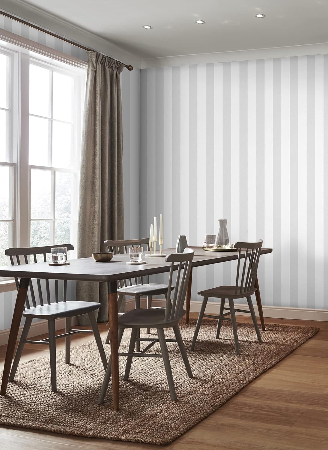 Superfresco Easy Paste the wall Calico Stripe Grey Neutral Textured