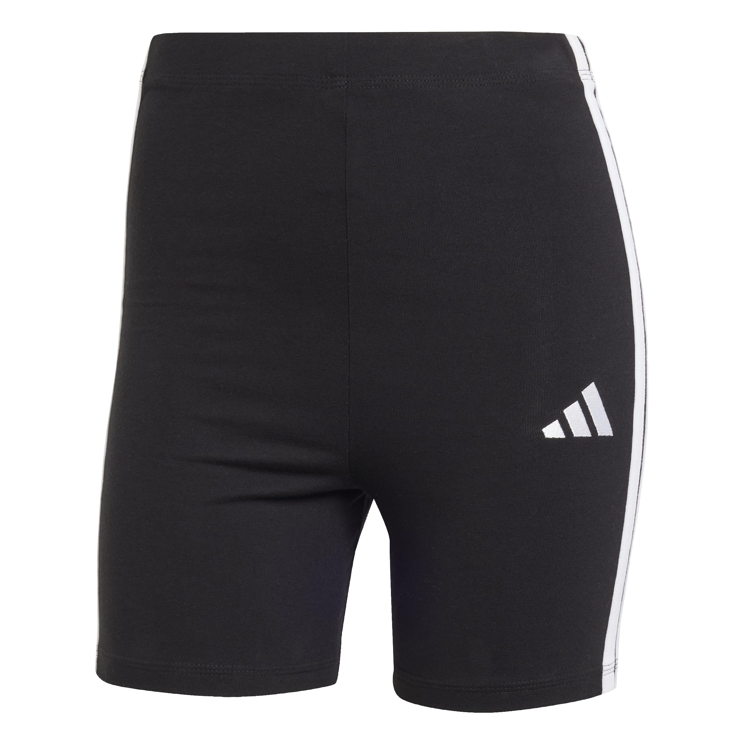 adidas Women's Essentials 3-Stripes High Waisted Biker Tights, Black/White, L