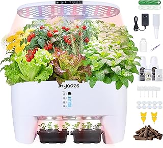 Hydroponisches Anzuchtsystem Kit 16 Kapseln, Smart Herb Garden mit Sprossen-Modus kann Setzling im Voraus & 24W Vollspektrum-LED-Wachstumsleuchte, Indoor-Garten-Pflanzgefäß für Zuhause/Büro(Weiß)