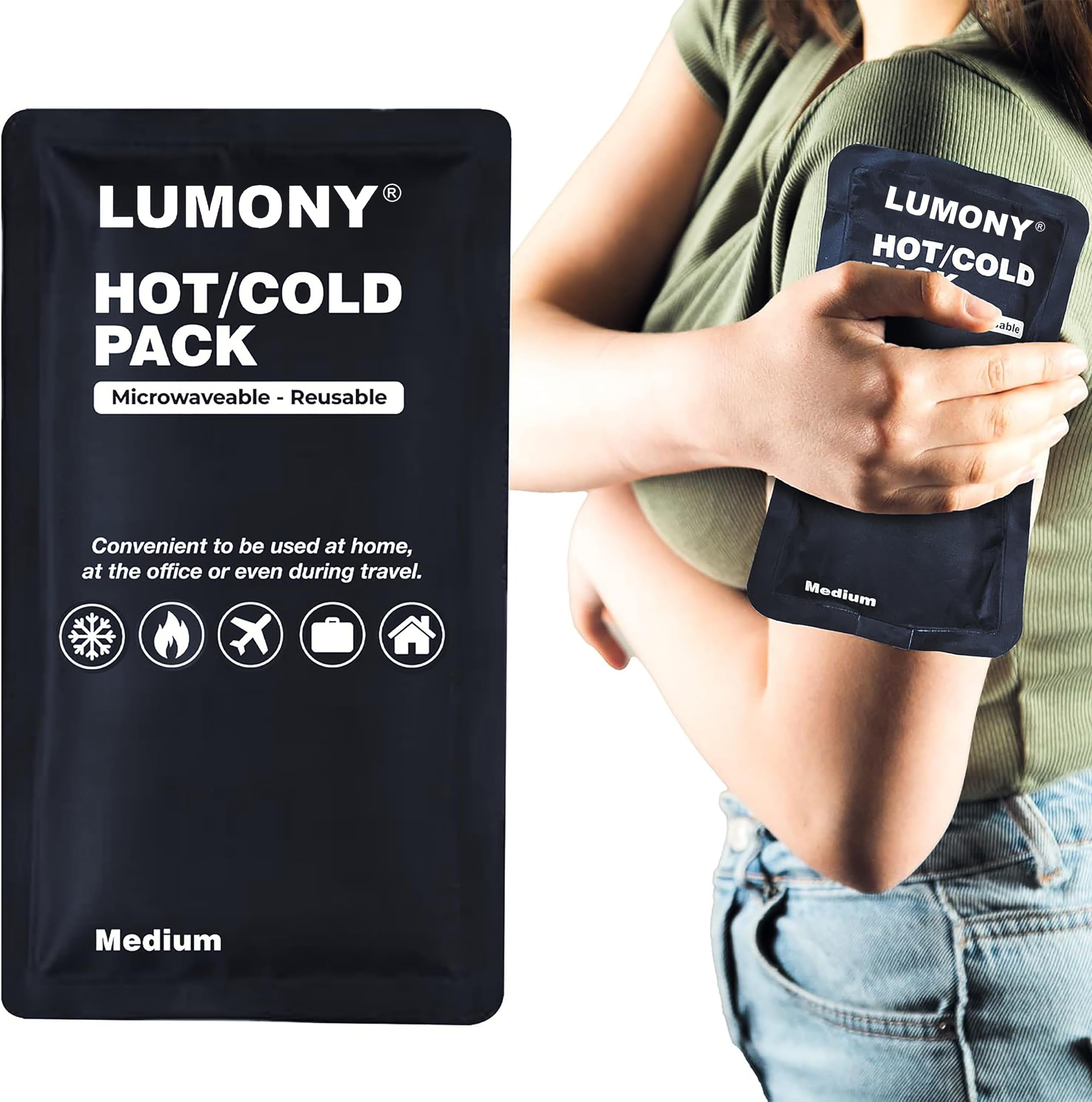 LUMONY® Reusable Hot and Cold Ice Pack for Pain Relief - Medium | Soft and Flexible Gel for Injuries and Pain Relief | Cold Ice Gel Pack for Shoulders, Knee, Back, Neck
