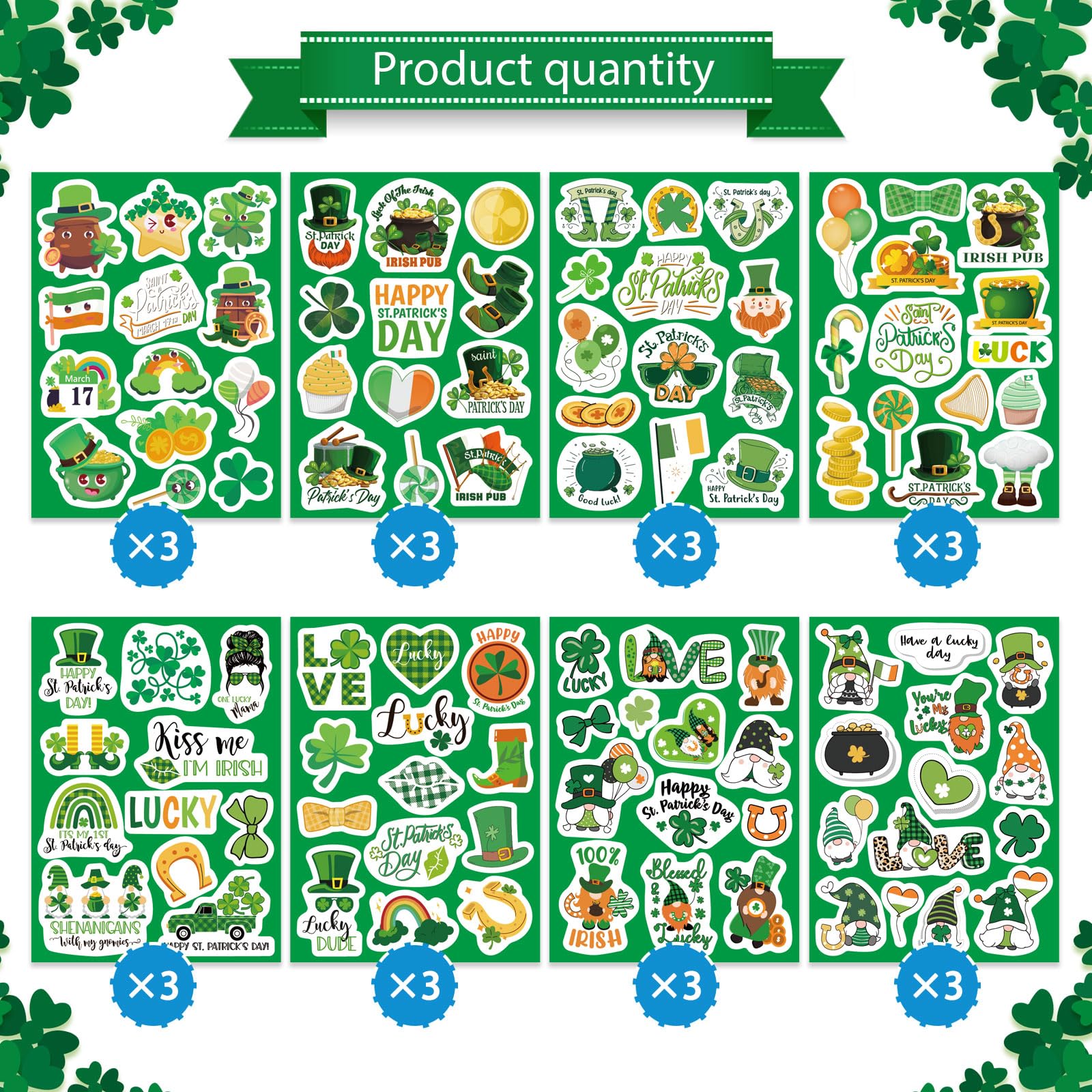 Snapklik.com : 309PCS St. Patricks Day Theme Stickers Shamrock Stickers ...