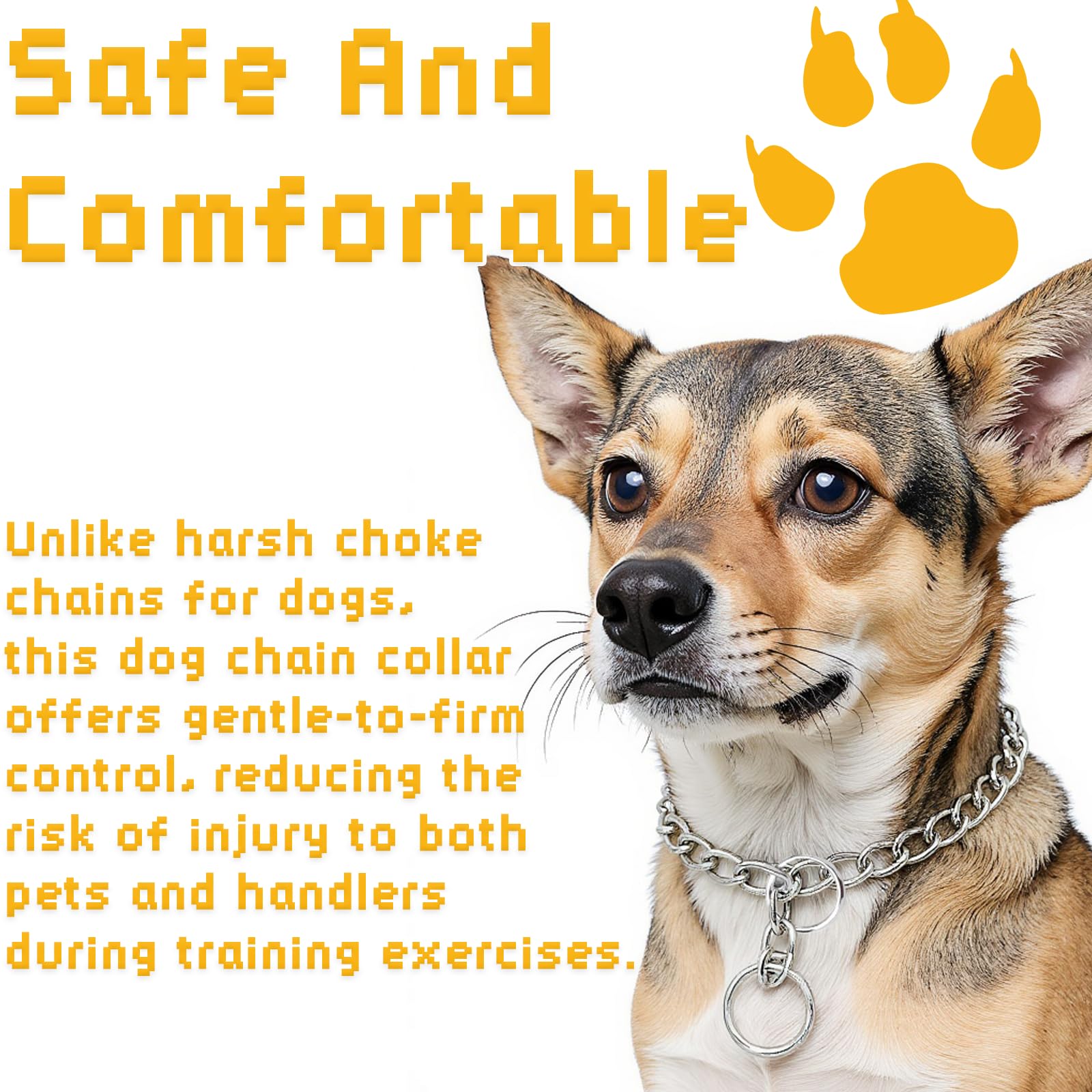 Slip Collar for Dogs Durable Metal Dog Chain Collar, 3mm Thick Flat Chain Design, Adjustable Up To 46cm Neck - Image 4