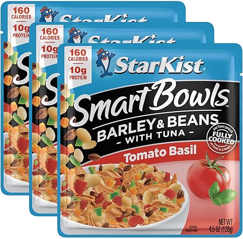 Starkist Smart Bowls, Tomate Albahaca Cebada y Frijoles Atún, 4.5 oz (Paquete de 3)