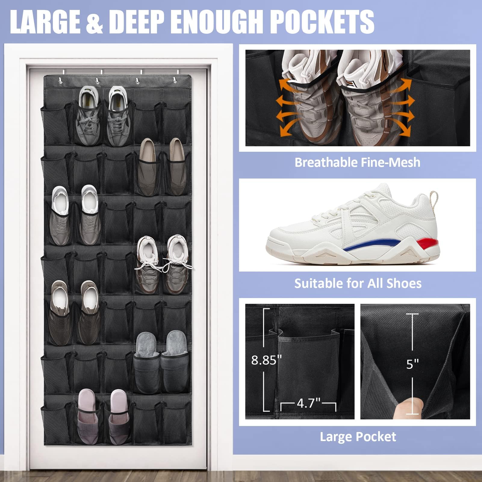Appendi Porta 35 Tasche 170 Cm Organizer Scarpe Da Porta KEGAJEGA - 35 Tasche 170x67 Cm - Tessuto Non Tessuto - Per Camera, Armadio, Bagno Portascarpe Da Armadio - 3