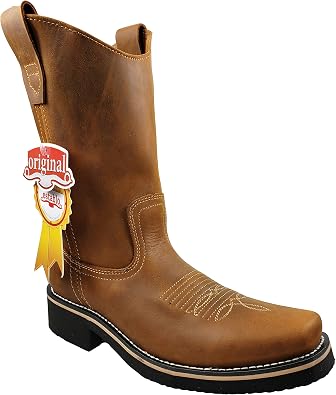 Mens Work Boots Establo Genuine Crazy Leather Color Mango 10
