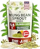 HOME GROWN Mung Beans Seeds Pack 1.5 lb Over 15,000 Sprouting Seeds Grow Fresh Mung Bean Sprouts or Microgreens for Quick, Easy, Nutrient-Packed Food for Your Daily Meals (Vigna Radiata)