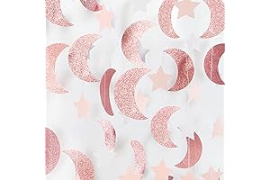 Pink Rose-Gold Moon-Star Garland Decor for Ramadan and Events