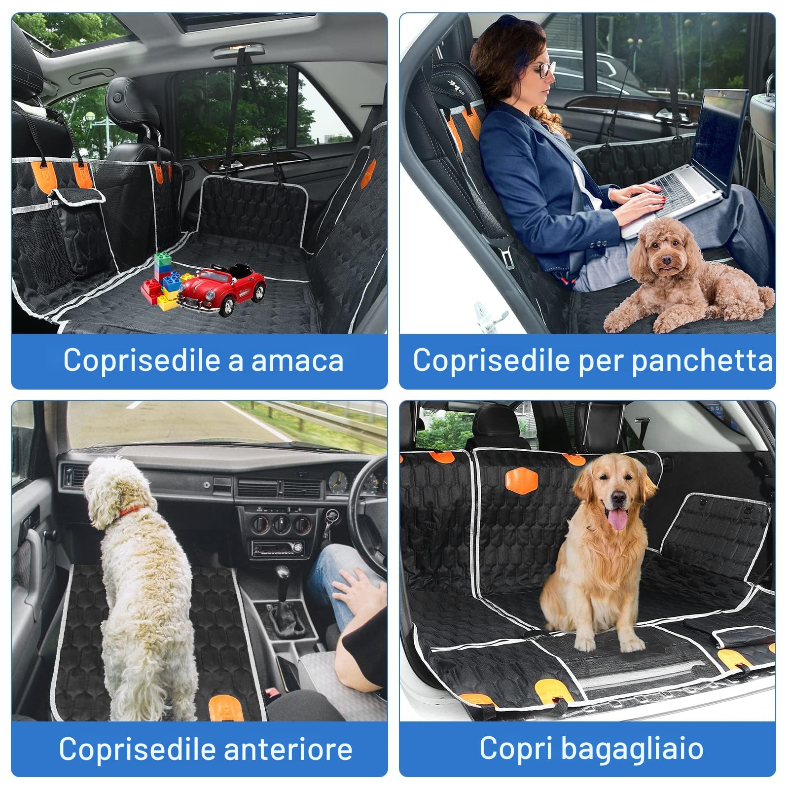 Coprisedile Auto per Cani: Copri Sedile Auto per Cani 100% Impermeabile,Telo Auto per Cani di Modalità Amaca/Panca/Tronco/Co-pilota, Viaggiare Protezione Accessori per Telo Macchina Cane