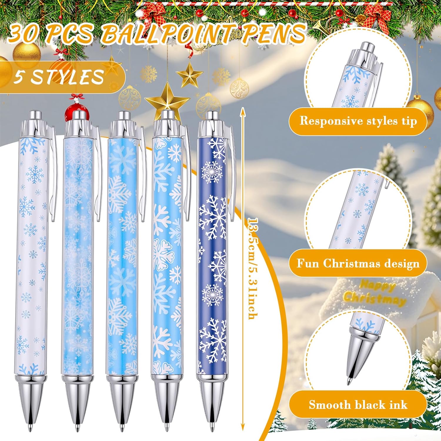 Ctosree 120 Pcs Snowflake Sticky Note and Pen Set Snowflake Party Favors Gifts Winter Back to School Stationery Gift with Notepad Ballpoint Pen Keychain Organza Bag for Adults Office Party Supplies