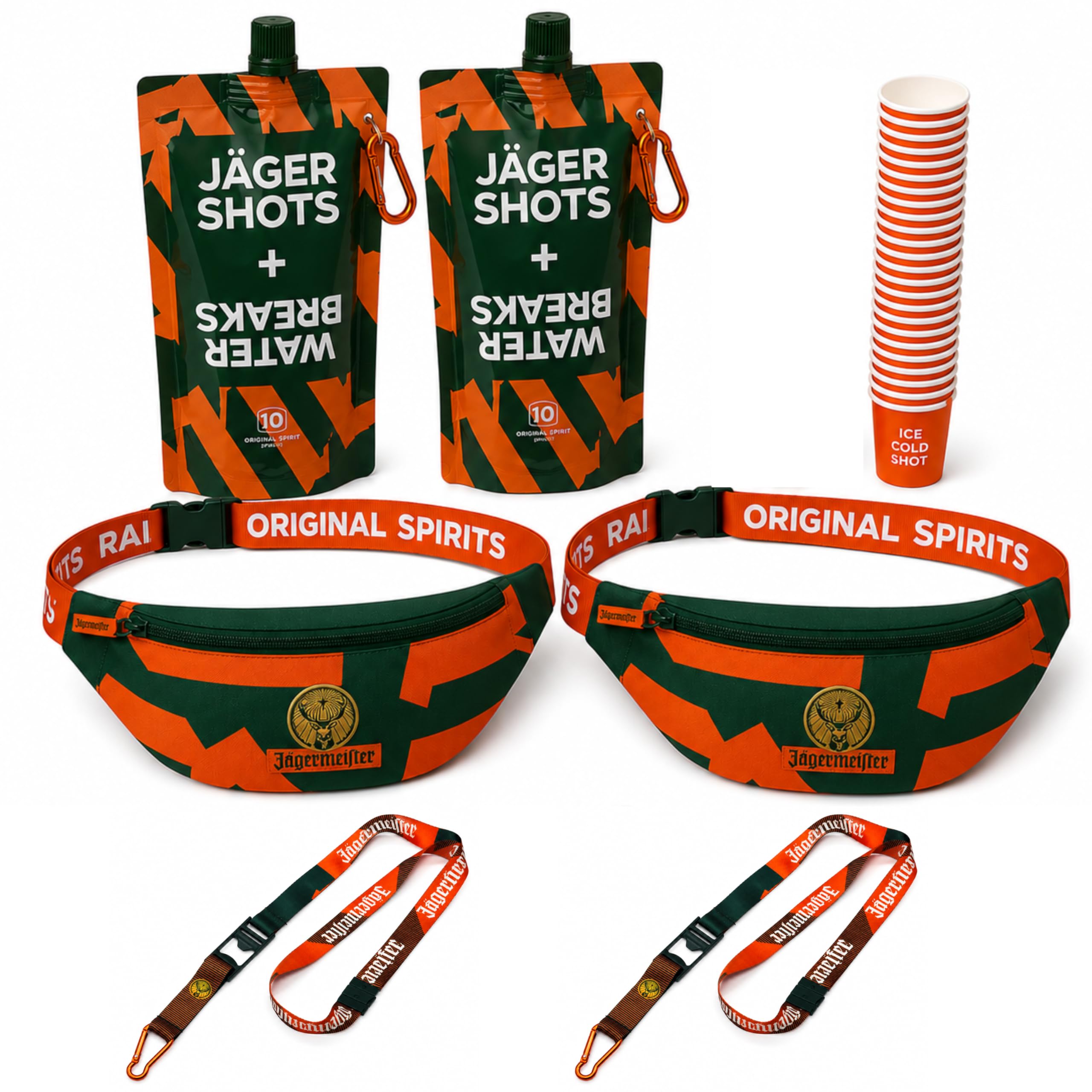 Mixcompany JM Festival-Bundle XXL - Bauchtasche, Trinkbeutel, Schlüsselband & Shotbecher Set