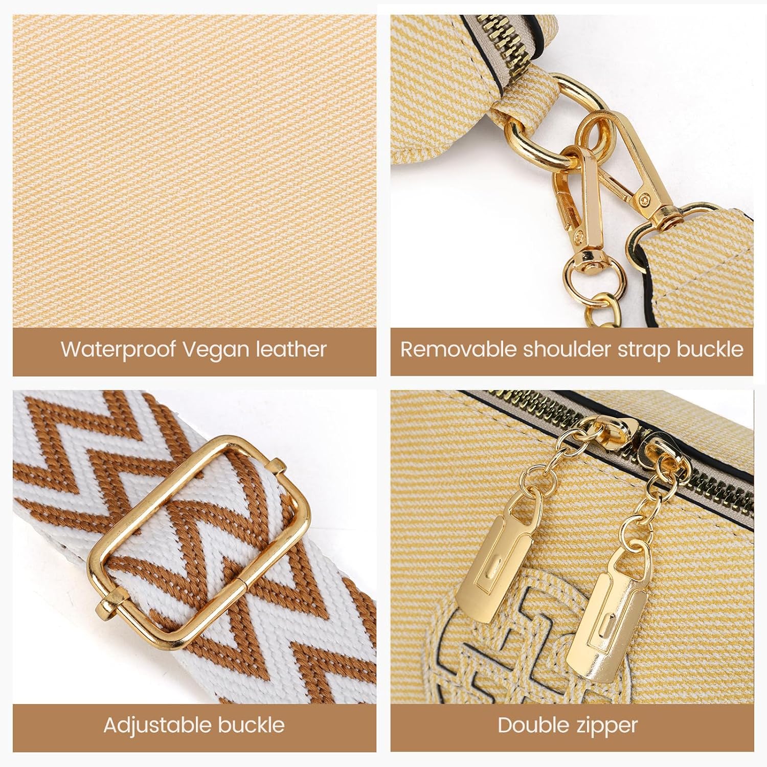 Fashion Waist Packs, Crossbody Fanny Packs for Women Leather Sling Bag Trendy Boho Chest Bags with Adjustable Shoulder Strap Belt Bag for Travel, Gym, Hiking, Cycling - Image 6