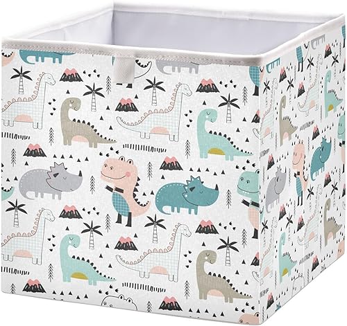Lindo cubo de almacenamiento de dinosaurio, cubos de almacenamiento de tela, canastas de almacenamiento grandes para estantes, cubos organizadores