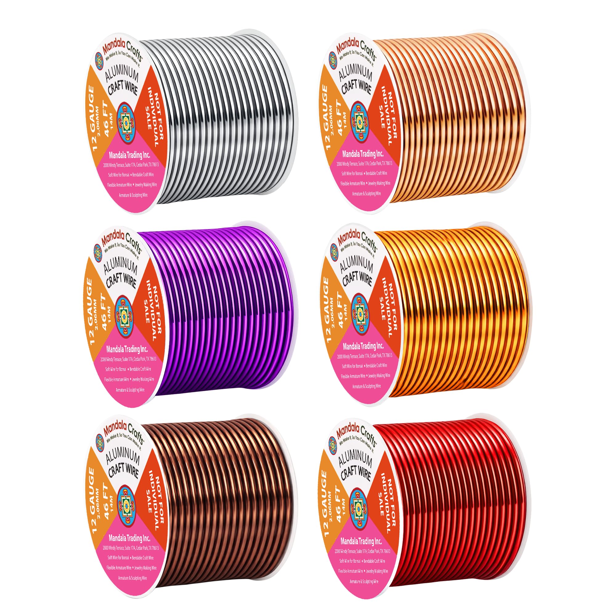 Mandala Crafts 12 GA Purple Brown Red Assorted Anodized Aluminum Craft Wire