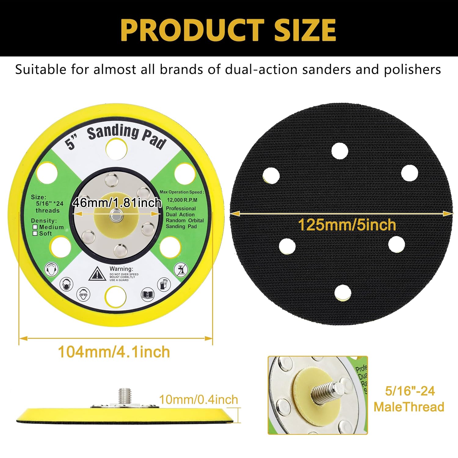 Ouya 2PCS 5 Inch 6-Hole Backing Pads 5/16"-24 Threads Sanding Plate for Dual Action Polisher - Image 3