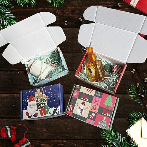 Miniatura 9 de QIANF - Paquete de 20 cajas de envío pequeñas de 6 x 4 x 2 pulgadas, cajas de regalo de Navidad con tapa, cajas de correo de cartón corrugado