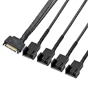 GELRHONR SATA Cooler Fan Adapter Cable，15 Pin SATA to 4 x 3/4 pin Fan Splitter Cable,15 Pin Male to 3 or 4 Pin Computer PC Case Y Power Adapter Cable - 1.1Ft (Black- 1 to 4) gallery image