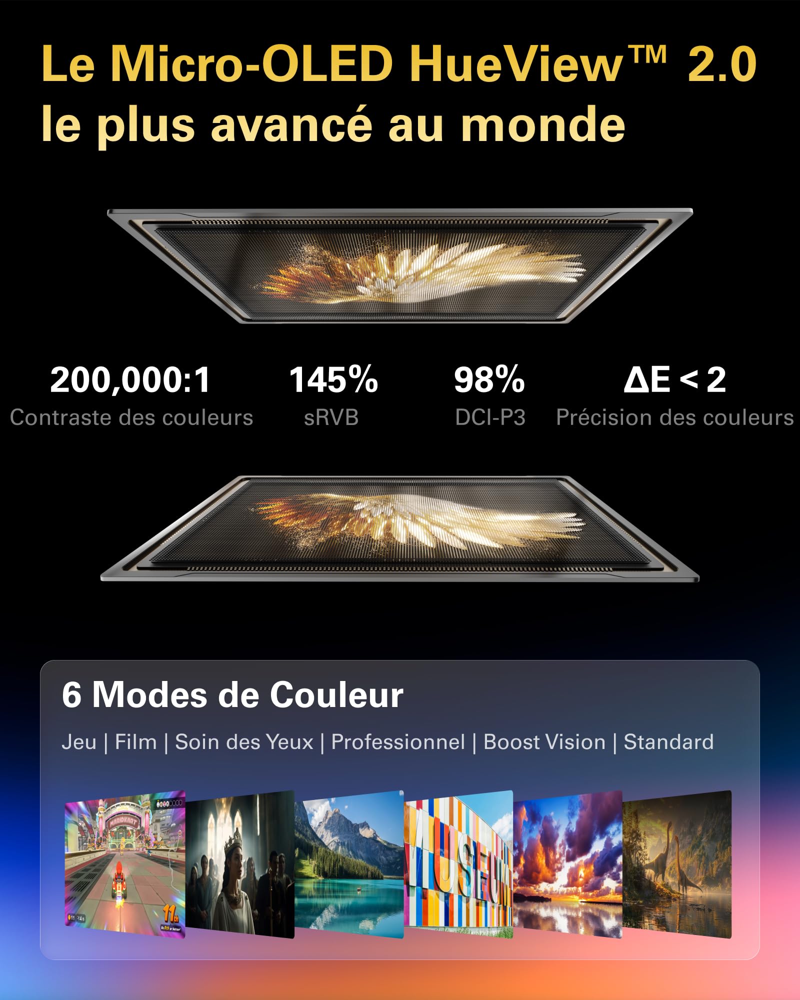 RayNeo Air 3s Pro Lunettes AR/XR - Affichage vidéo 201'' 1200 Nits 120Hz HueView 2.0, Lunettes de Jeu intelligentes pour iPhone 17,16,15/Android/Mac 2/PS5/SteamDeck
