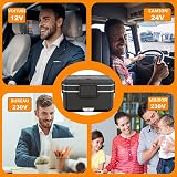Kimfead Gamelle Chauffante 3.5L 100W Lunch Box Chauffante Boite Chauffante Repas Acier Inoxydable Détachable pour Voiture Camion Bureau 12v/24v/230v avec Sac(3.5L-Noir) - 5