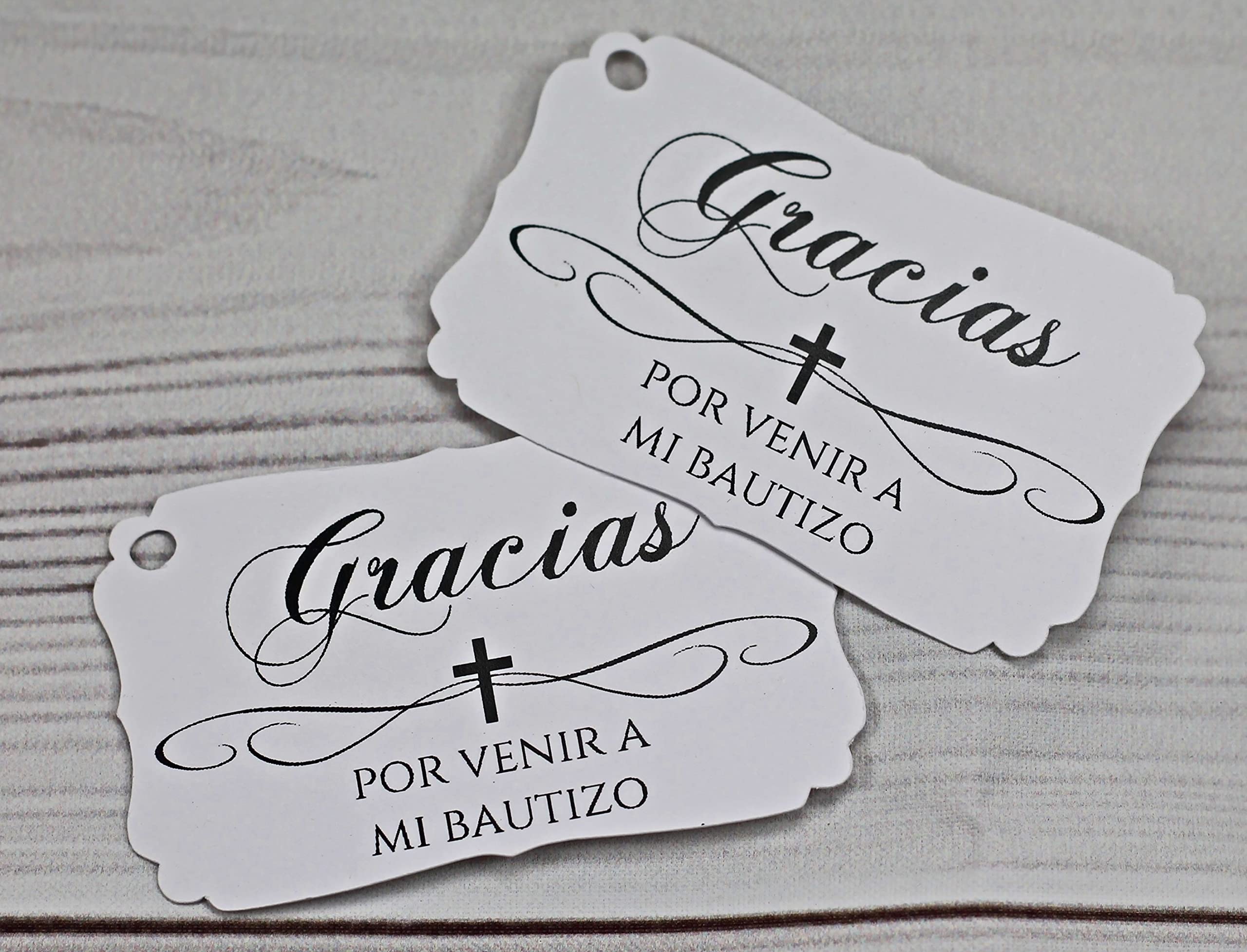 Gracias Por Venir A Mi Bautizo - Baptism Favor Tags (Set of 12) (White)
