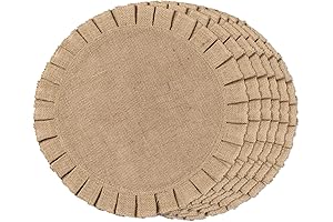 Burlap Round Braided Placemats Set of 6 - Perfect for Farmhouse Decor